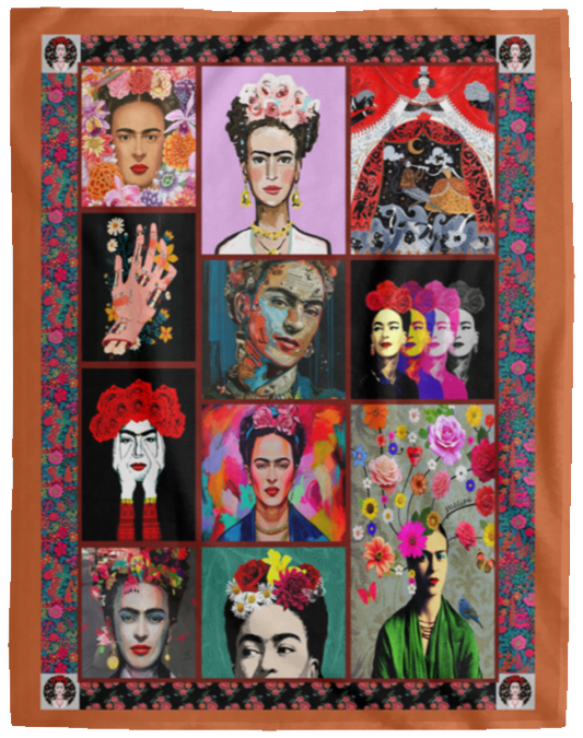 Best Gift Beautiful Frida Kahlo Fleece Blanket, Premium Sherpa Blanket, Painter Blanket, Frida Kahlo Blanket, Colorful Frida Kahlo Quilt	VPL Cozy Plush Fleece Blanket - 60x80