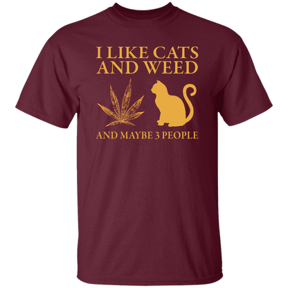 I Like Cats And Weed And Maybe 3 People Vintage  T-Shirt