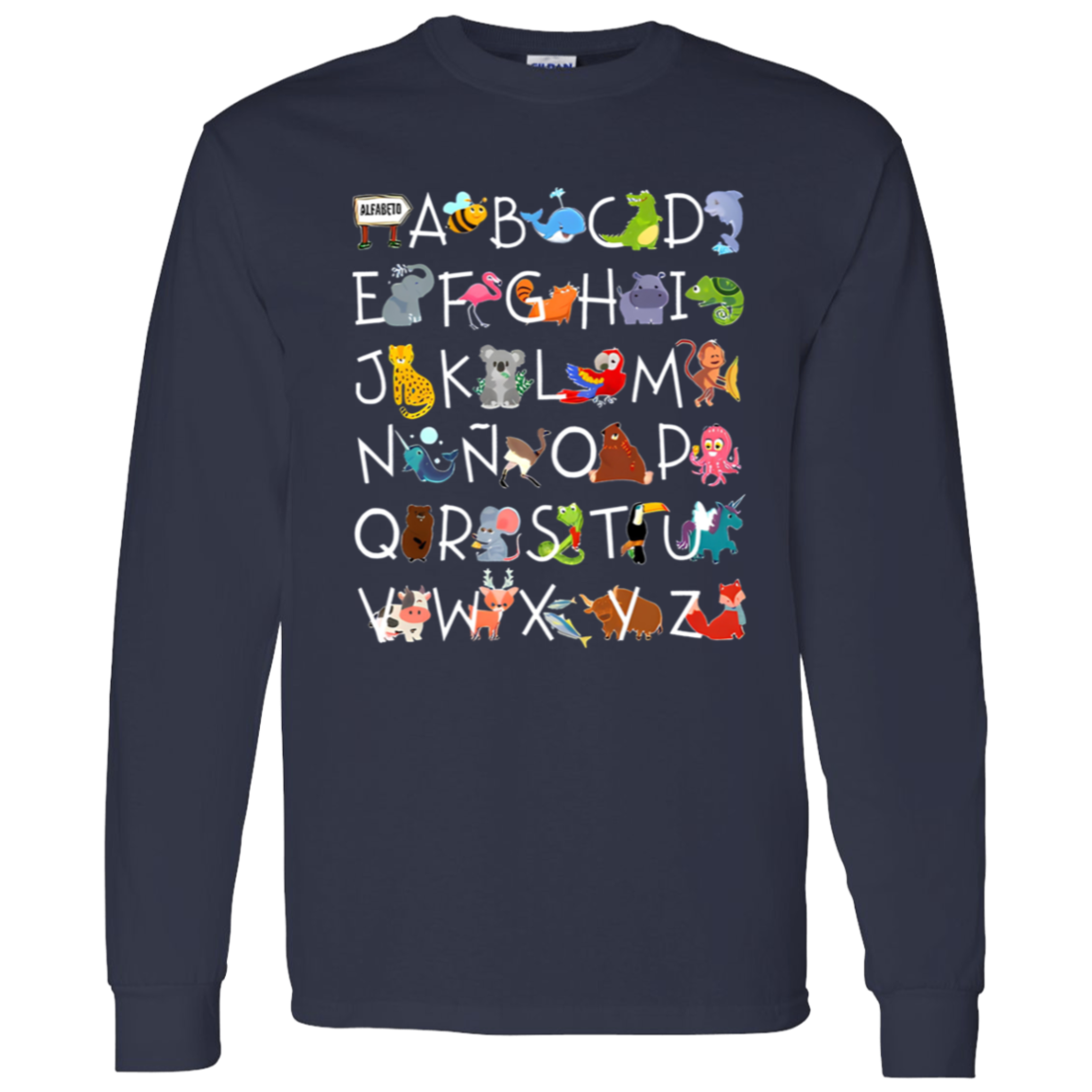 Spanish Alphabet Teacher Vintage G540 LS T-Shirt 5.3 oz. - letter
