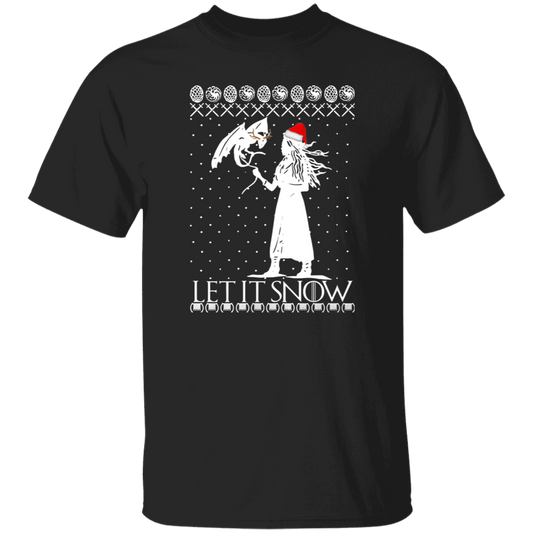 Christmas Daenerys Targaryen Khaleesi Let It Snow Vintage T-Shirt, Christmas Shirt, Game of Thrones Shirt, Gift Tee For You And Your Family	G500 5.3 oz. T-Shirt