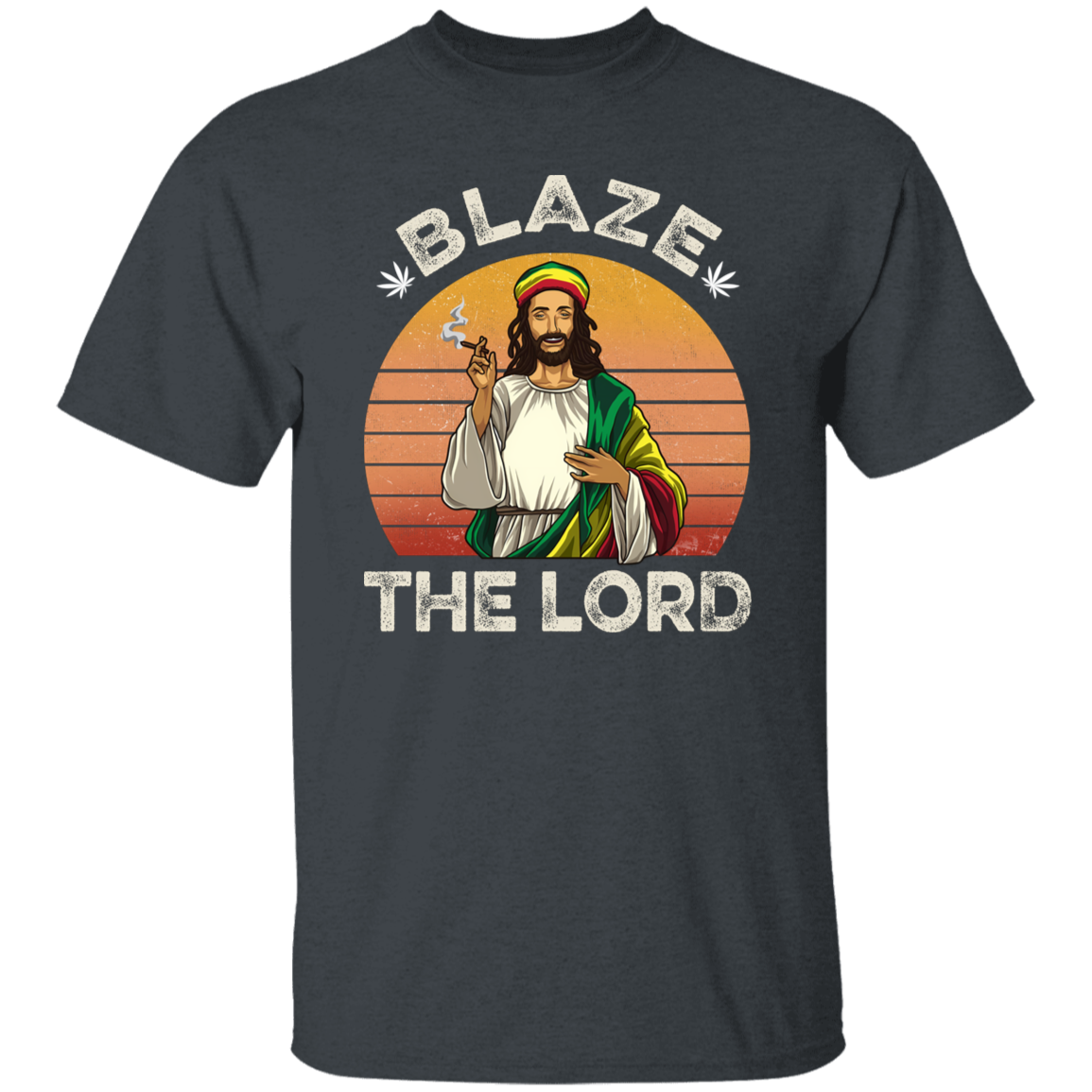 G500 5.3 oz. T-Shirt Jesus Smoking Weed Blaze The Lord Marijuana Retro Vintage Black T-Shirt
