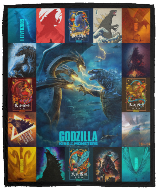 Godzilla King Of The Monsters Fleece Blanket, Premium Sherpa Blanket, Godzilla Monster Blanket, Godzilla Movie Blanket, Godzilla Lover Gift	VPM Cozy Plush Fleece Blanket - 50x60