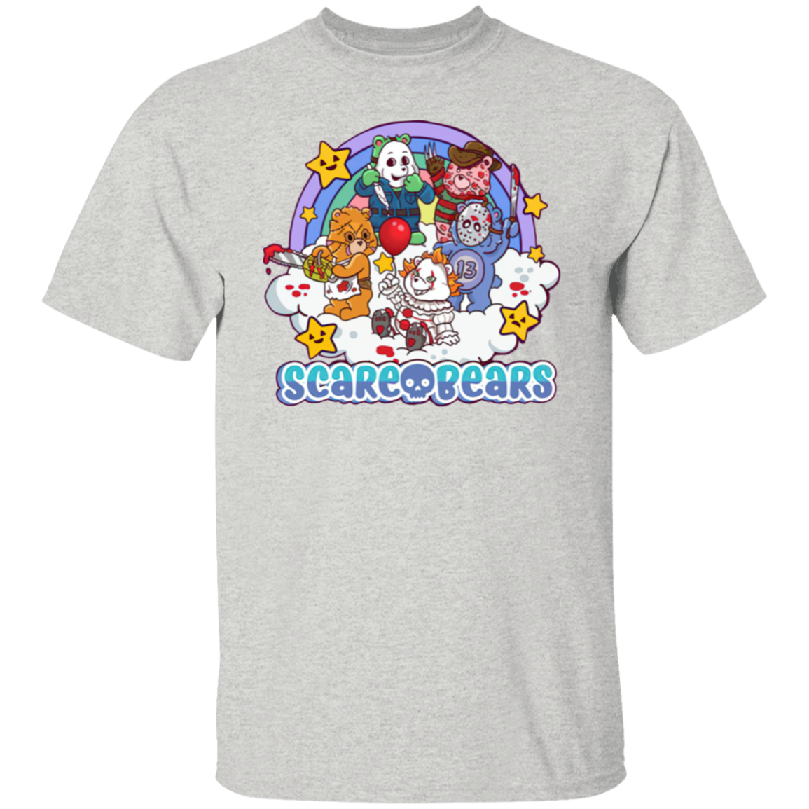 Scary Care Scare Bears Funny Halloween Horror Faces T-Shirt - leleart