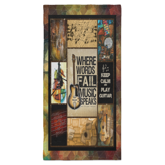 Where Words Fail Music Speaks Fleece Blanket, Premium Sherpa Blanket, Guitar Lover Gift, Guitar Blanket, Music Blanket, Guitarist Gift	S6HATL Towel - 15x30