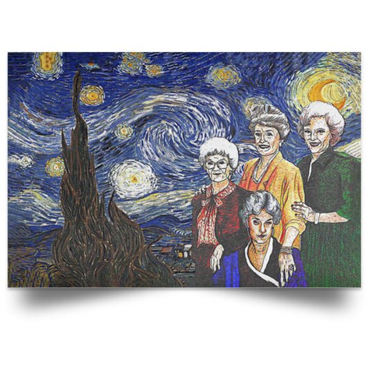 The Golden Girls Starry Night Framed Canvas, Unframed Poster, The Golden Girls Canvas, TV Series Canvas, Starry Night Wall Decor	POSLA Satin Landscape Poster