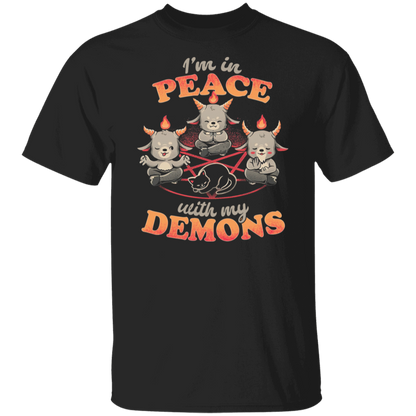 In Peace With My Demons Creepy Cute Baphomet Cats  T-Shirt