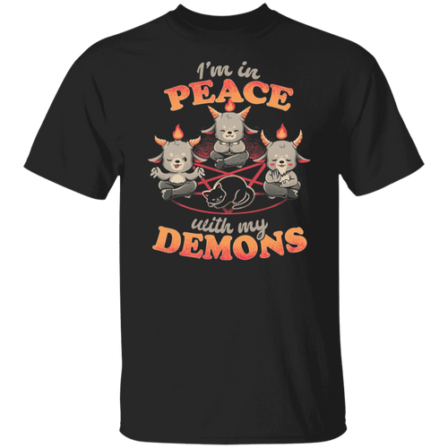In Peace With My Demons Creepy Cute Baphomet Cats  T-Shirt