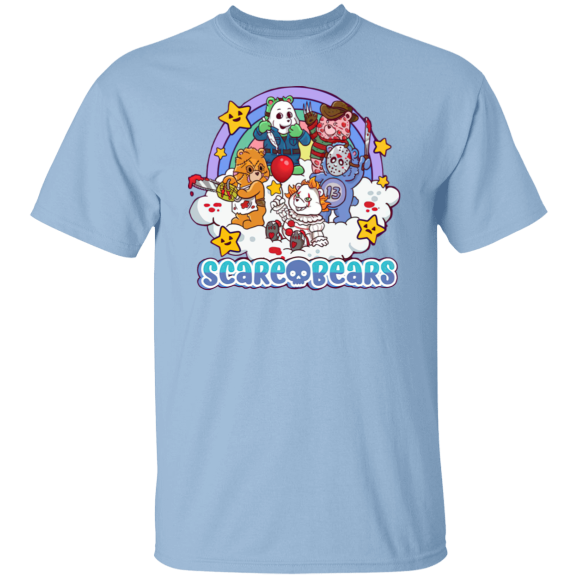 Scary Care Scare Bears Funny Halloween Horror Faces T-Shirt - leleart