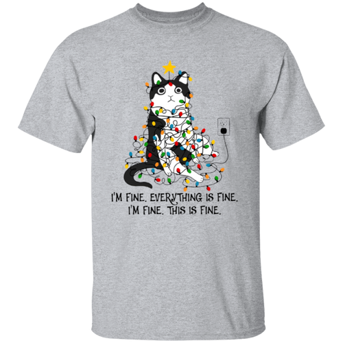 I'm Fine Everything Is Fine Cat Light Teacher Vintage Unisex  T-Shirt - letter