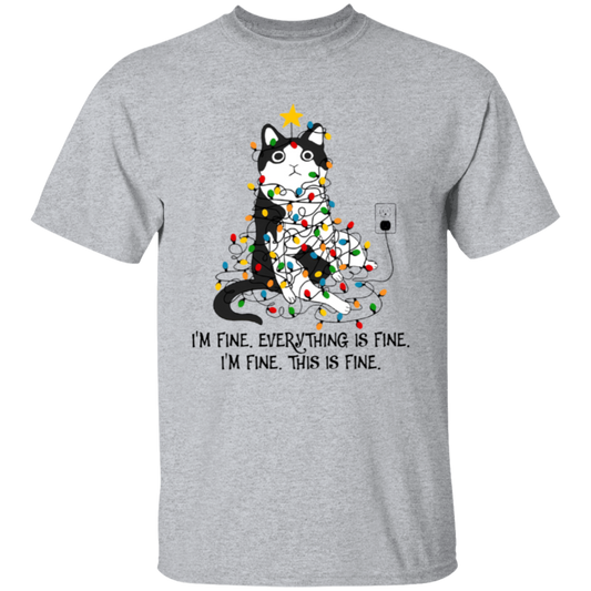 I'm Fine Everything Is Fine Cat Light Teacher Vintage Unisex  T-Shirt - letter