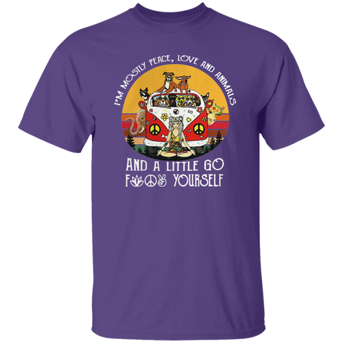 I'm Mostly Peace Love and Animals and A Little Go Vintage T-Shirt, Meditation Shirt, Hippie Shirt, Funny Gift Tee For You And Your Family	G500 5.3 oz. T-Shirt