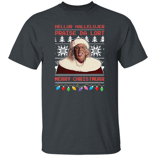Madea Hellur Hallelujer Praise Da Lort Merry Christmas Vintage T-Shirt, Christmas Shirt, Madea Shirt, Gift Tee For You And Your FriendsG500 5.3 oz. T-Shirt