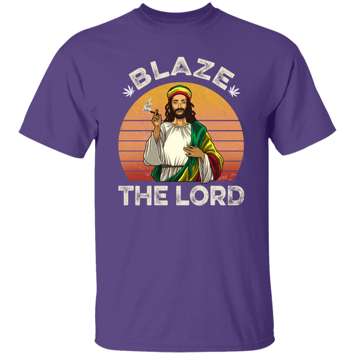 G500 5.3 oz. T-Shirt Jesus Smoking Weed Blaze The Lord Marijuana Retro Vintage Black T-Shirt