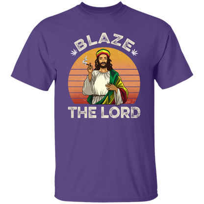 G500 5.3 oz. T-Shirt Jesus Smoking Weed Blaze The Lord Marijuana Retro Vintage Black T-Shirt