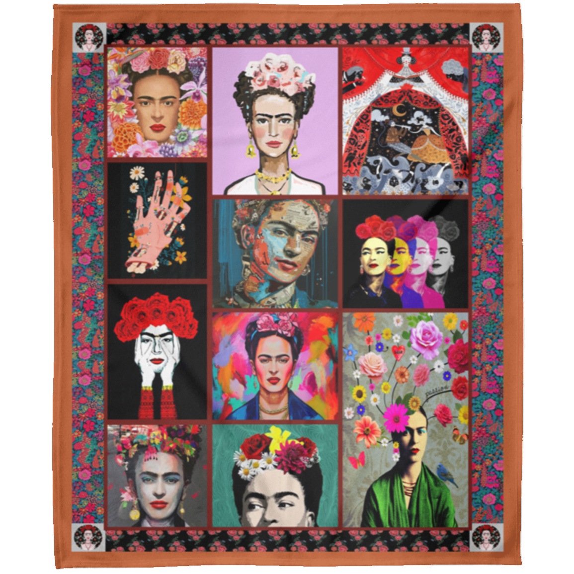 Best Gift Beautiful Frida Kahlo Fleece Blanket, Premium Sherpa Blanket, Painter Blanket, Frida Kahlo Blanket, Colorful Frida Kahlo Quilt	FLM Arctic Fleece Blanket 50x60