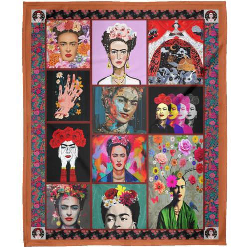 Best Gift Beautiful Frida Kahlo Fleece Blanket, Premium Sherpa Blanket, Painter Blanket, Frida Kahlo Blanket, Colorful Frida Kahlo Quilt	FLM Arctic Fleece Blanket 50x60