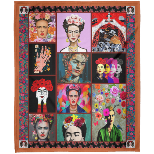 Best Gift Beautiful Frida Kahlo Fleece Blanket, Premium Sherpa Blanket, Painter Blanket, Frida Kahlo Blanket, Colorful Frida Kahlo Quilt	FLM Arctic Fleece Blanket 50x60