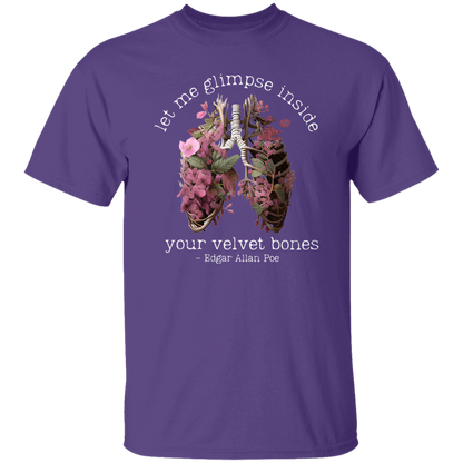 Edgar Allan Poe Let Me Glimpse Inside Your Velvet Bones Funny Halloween Teacher Vintage T-Shirt