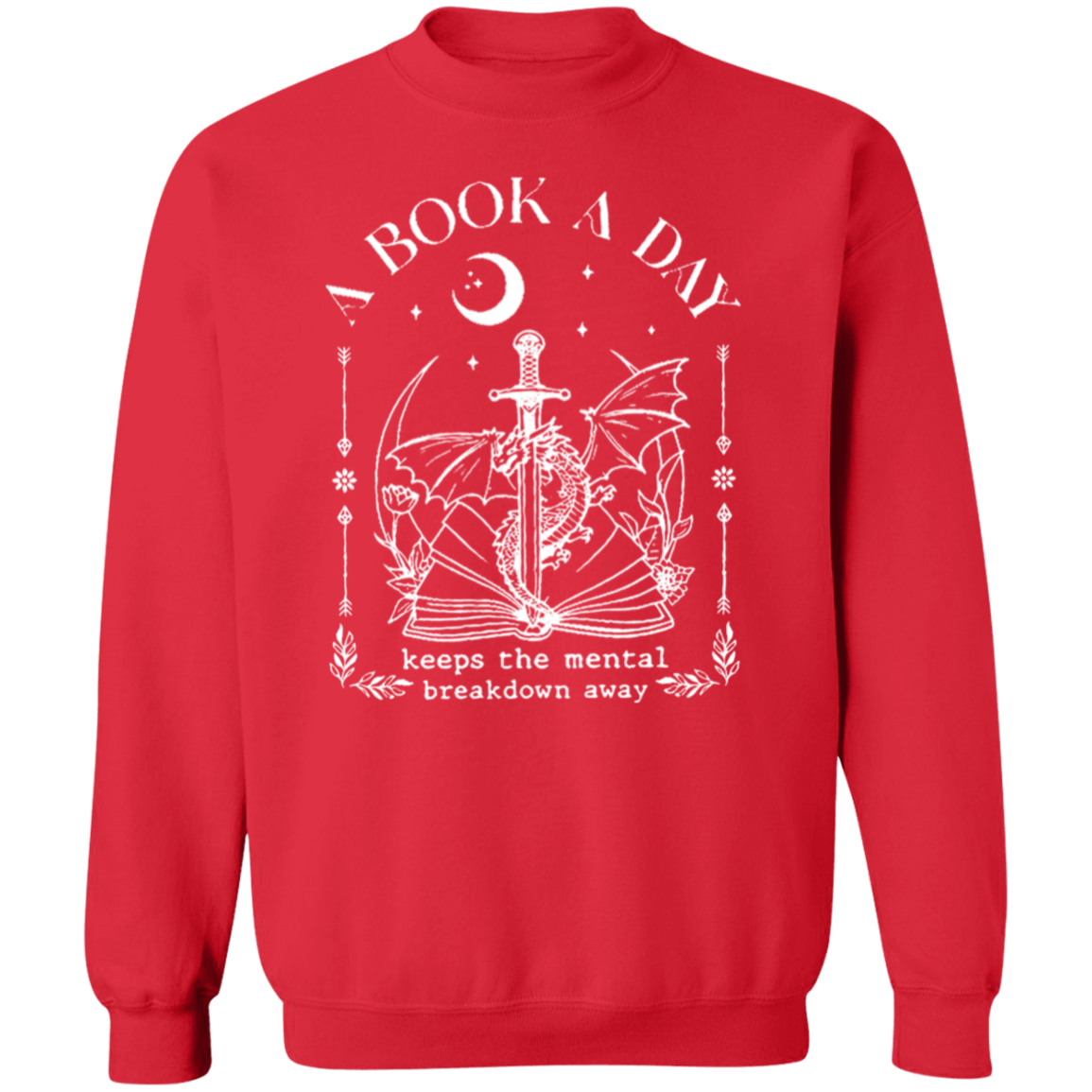 A Book A Day Keeps The Mental Breakdown Away Funny Literature Teacher Vintage G180 Crewneck Pullover Sweatshirt - letter