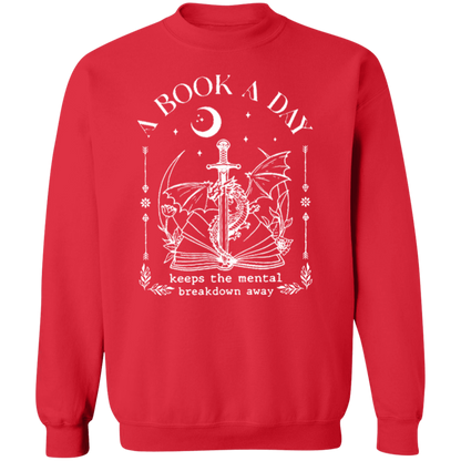 A Book A Day Keeps The Mental Breakdown Away Funny Literature Teacher Vintage G180 Crewneck Pullover Sweatshirt - letter