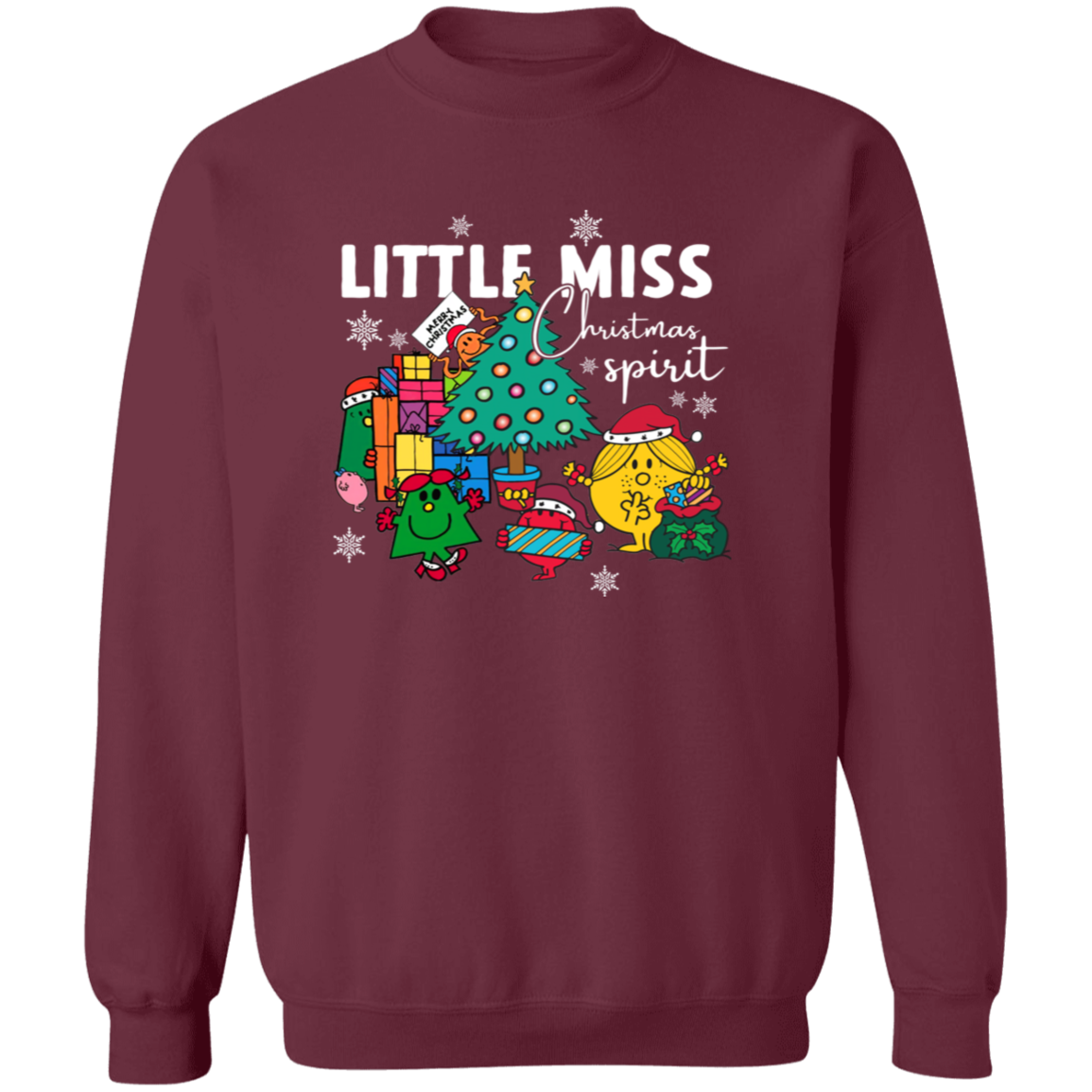Little Miss Christmas Teacher Vintage G180 Crewneck Pullover Sweatshirt - letter