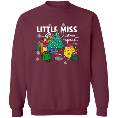 Little Miss Christmas Teacher Vintage G180 Crewneck Pullover Sweatshirt - letter