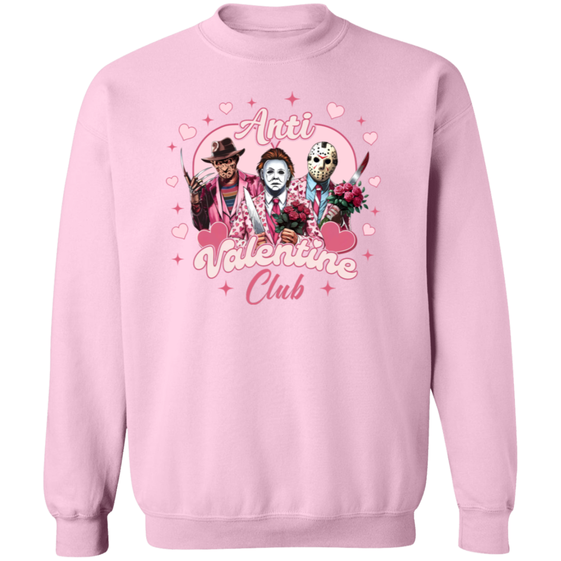 Anti Valentine Club Horror Friends Crewneck Pullover Sweatshirt - ID30122424