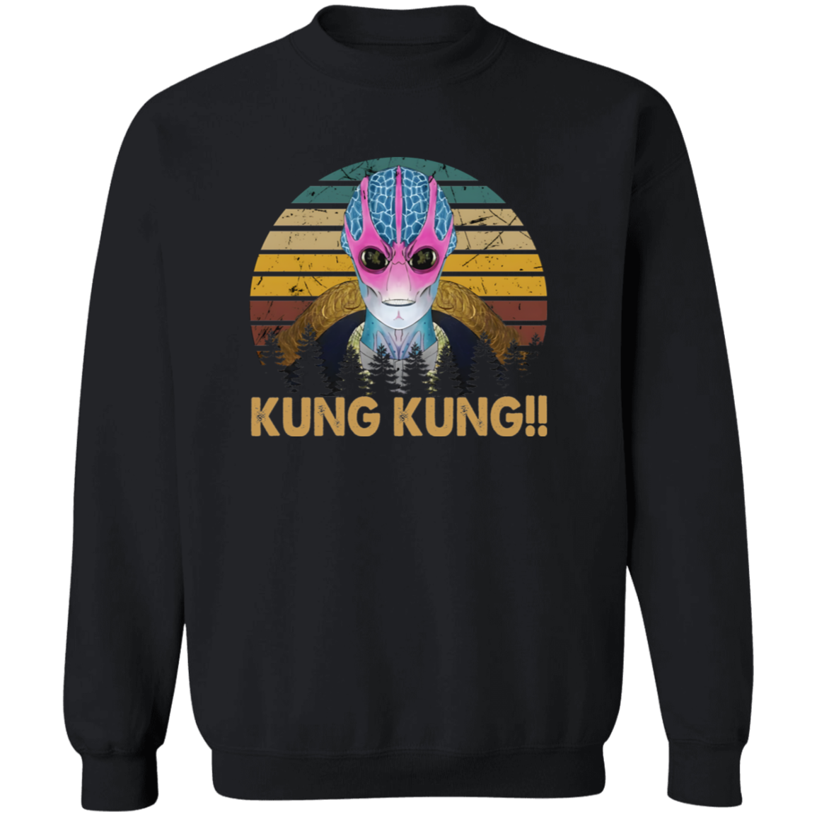 Vintage Kung Kung Resident Alien Design Vintage  Gildan Crewneck Pullover Sweatshirt