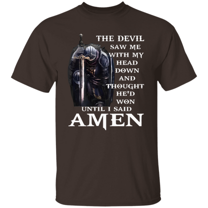 The Devil Saw Me With My Head Down And Thought He'd Won Until I Said Amen Unisex  T-Shirt - jasmine