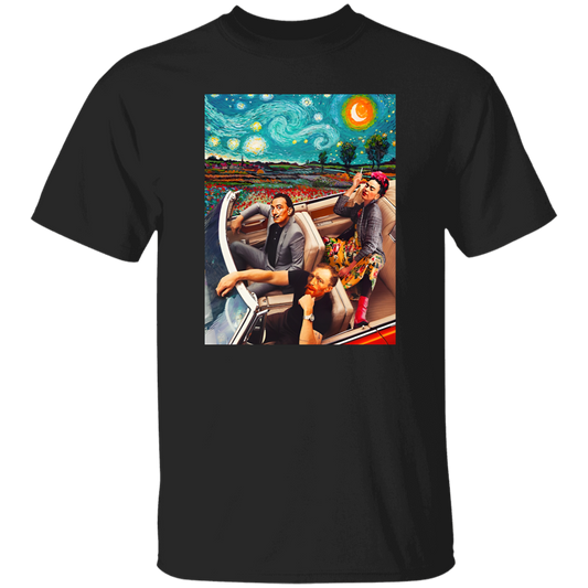 Salvador Dali And Vincent Van Gogh And Frida Kahlo In Car Starry Night Vintage T-Shirt
