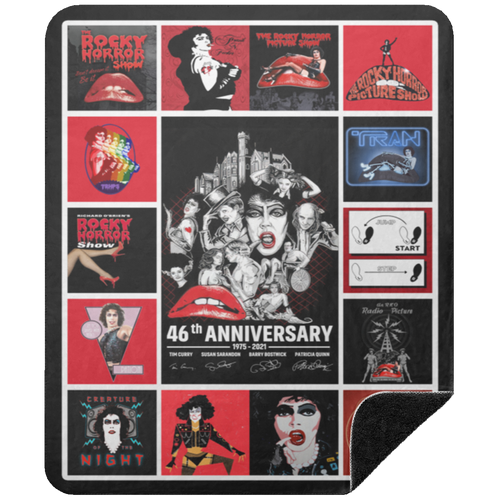 The Rocky Horror Picture Show N Th Anniversary Signature Fleece Blanket, Premium Sherpa Blanket, The Rocky Horror Picture Show MovieBSHM Premium Black Sherpa Blanket 50x60