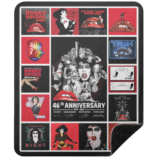 The Rocky Horror Picture Show N Th Anniversary Signature Fleece Blanket, Premium Sherpa Blanket, The Rocky Horror Picture Show MovieBSHM Premium Black Sherpa Blanket 50x60