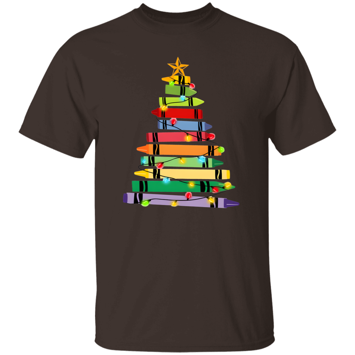 Crayons Tree Colored Lights Teacher  T-Shirt - lapicta