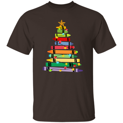 Crayons Tree Colored Lights Teacher  T-Shirt - lapicta