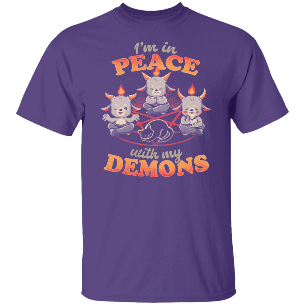In Peace With My Demons Creepy Cute Baphomet Cats  T-Shirt