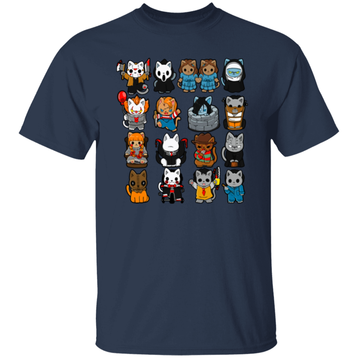 Funny Cats Horror Movie Characters T-Shirt