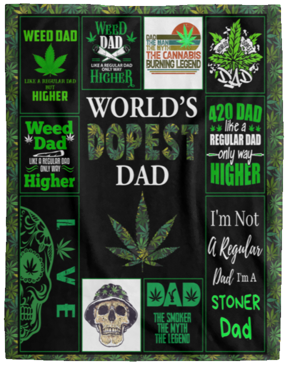 The Dopest Dad Fleece Blanket, Premium Sherpa Blanket, Father's Day Gift, Gift For Dad, Weed Blanket, 420 Day Hippie Quilt	VPL Cozy Plush Fleece Blanket - 60x80