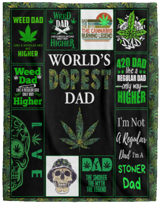 The Dopest Dad Fleece Blanket, Premium Sherpa Blanket, Father's Day Gift, Gift For Dad, Weed Blanket, 420 Day Hippie Quilt	VPL Cozy Plush Fleece Blanket - 60x80