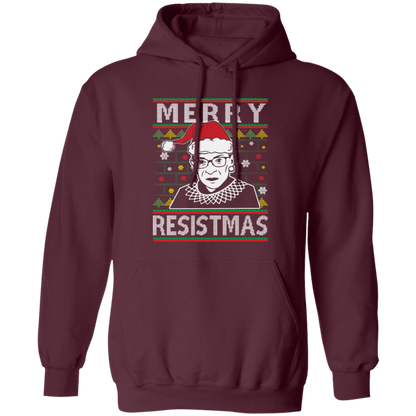 Merry Resistmas Ruth Bader Ginsburg Ugly Christmas G185 Pullover Hoodie - 96566245 - lucy