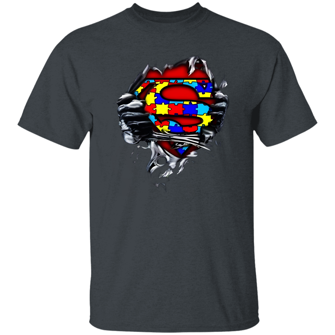 Autism Superhero For You And Friends Perfect For Casual Wear Black T-Shirt - leleart