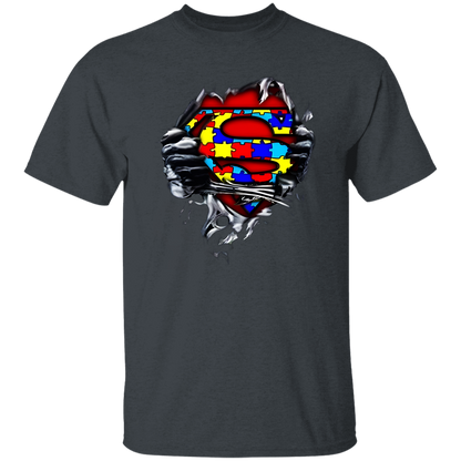 Autism Superhero For You And Friends Perfect For Casual Wear Black T-Shirt - leleart