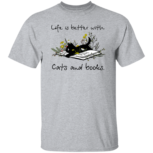 Life Is Better With Cats And Books Vintage T-Shirt