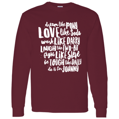The Outsiders Character Names Funny Literature Teacher Vintage T-Shirt - LONG SLEEVE