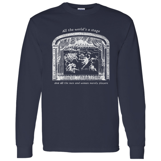 All The World's A Stage Shakespeare Teacher Vintage G540 LS T-Shirt 5.3 oz. - letter