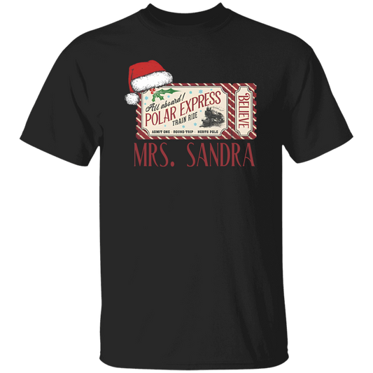 Personalized Hold Your Ticket All Aboard Polar Christmas Express Train Ride Funny Christmas Teacher Vintage T-Shirt - MRS. SANDRA