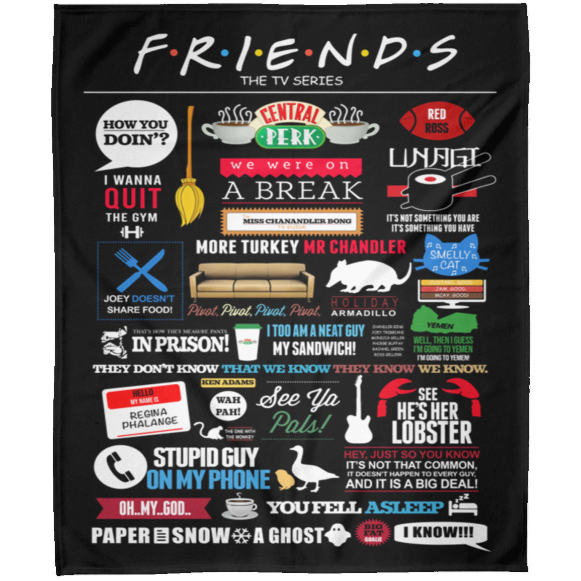 Friends TV Show Fleece Blanket, Premium Sherpa Blanket, Friends TV Series Blanket, Friends Quilt, TV Series Blanket	FLM Arctic Fleece Blanket 50x60