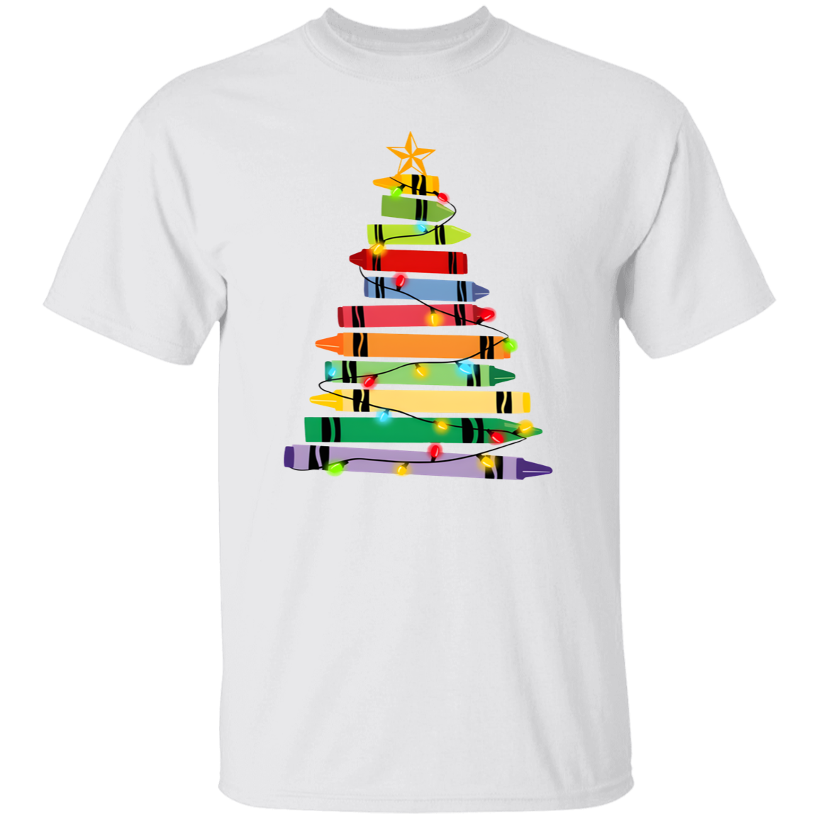 Crayons Tree Colored Lights Teacher  T-Shirt - lapicta