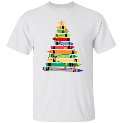 Crayons Tree Colored Lights Teacher  T-Shirt - lapicta