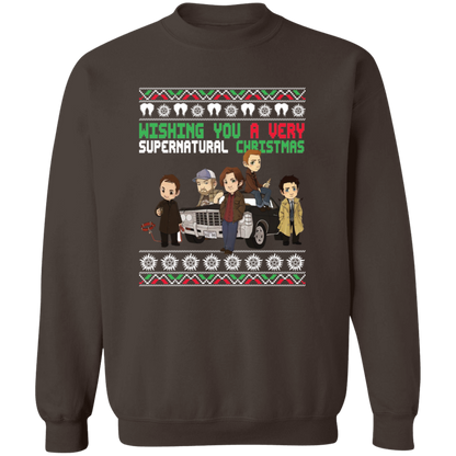 Wishing You A Very Supernatural Christmas  Crewneck Pullover Sweatshirt