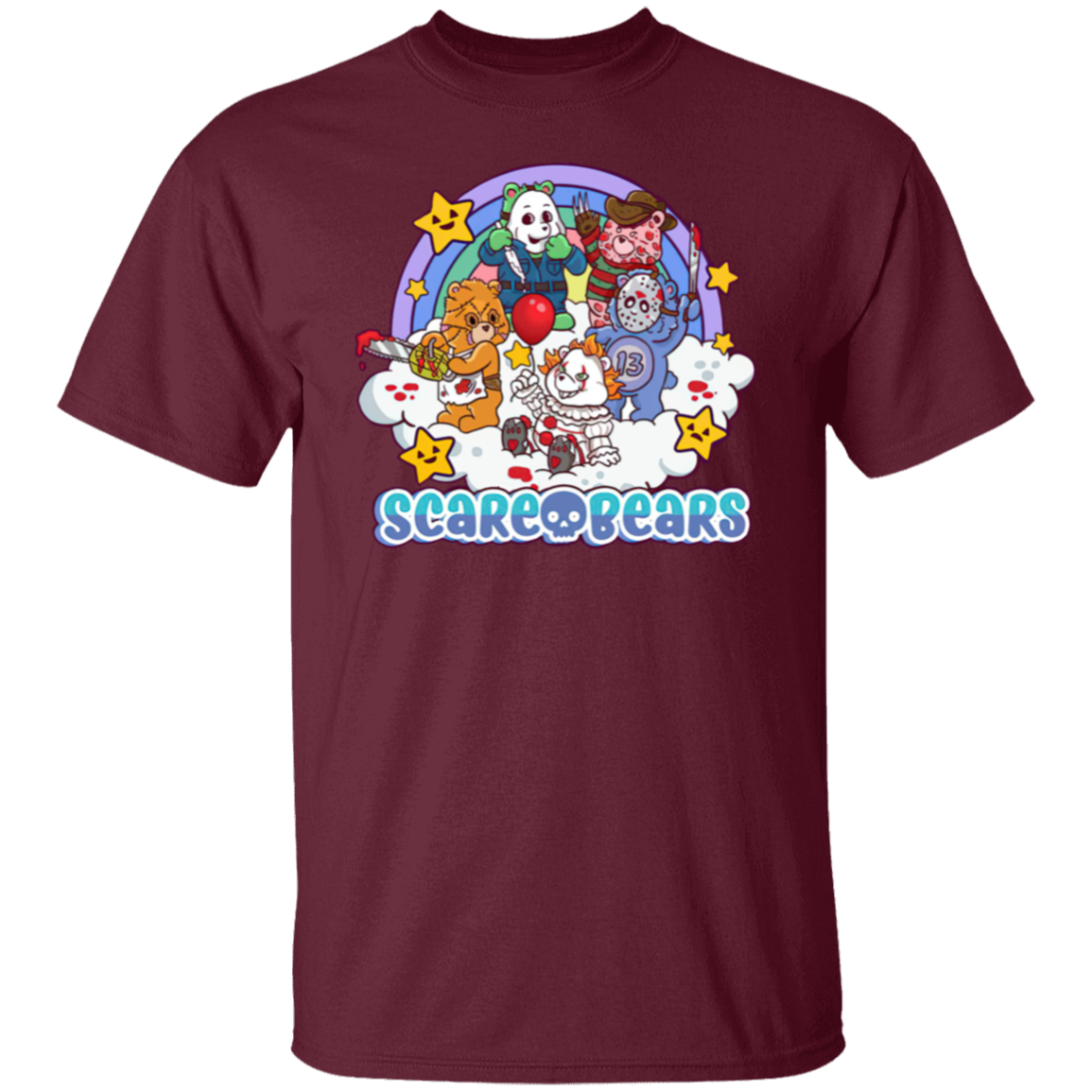 Scary Care Scare Bears Funny Halloween Horror Faces T-Shirt - leleart